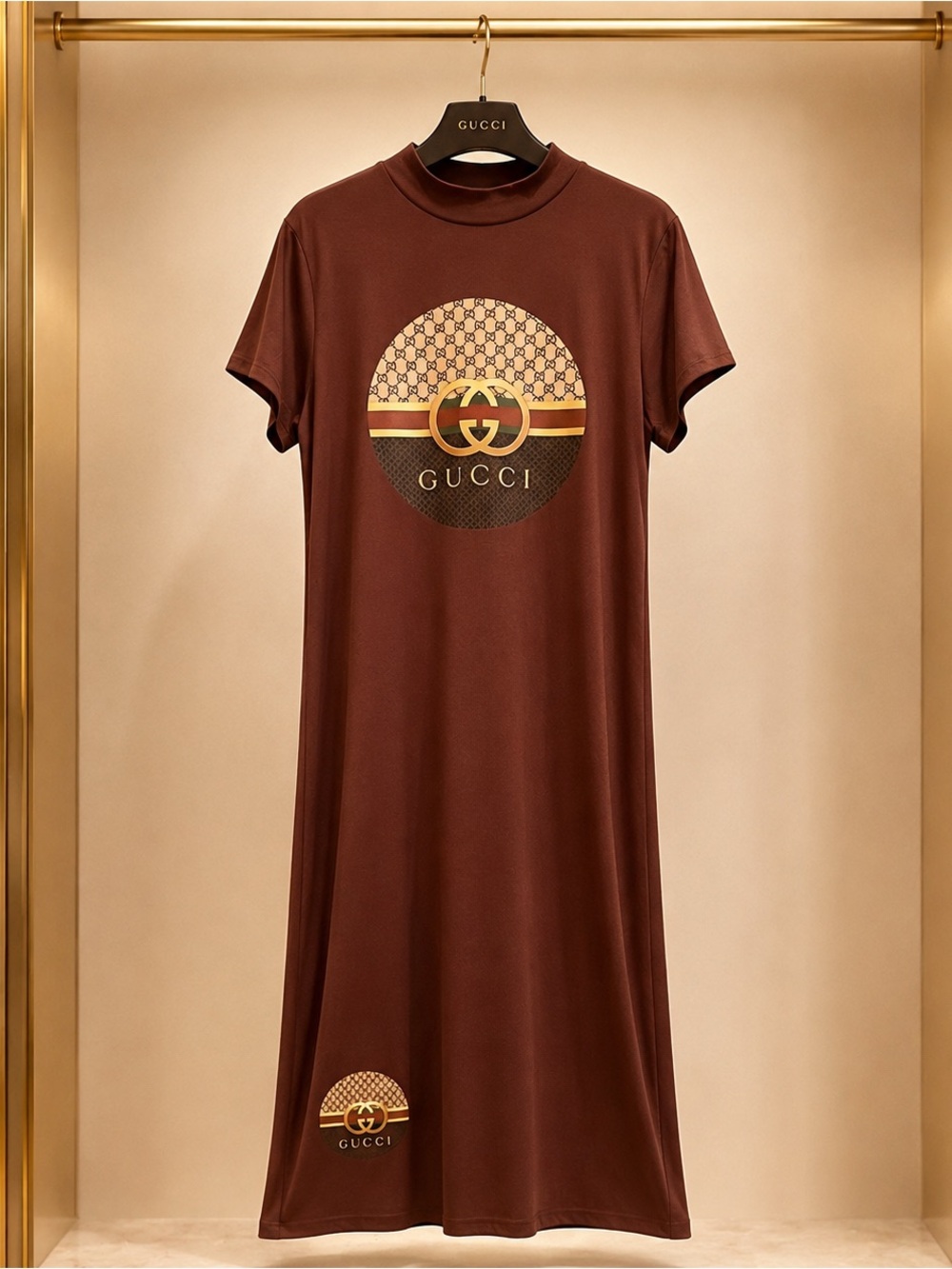 Brown Logo Midi Dress